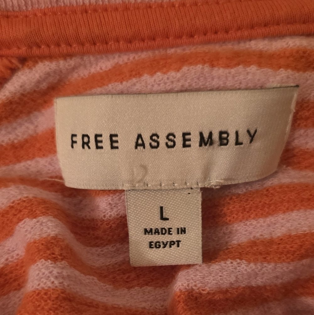 Free Assembly Orange Pink Striped Cotton Casual Polo Top Size L - Picture 3 of 5